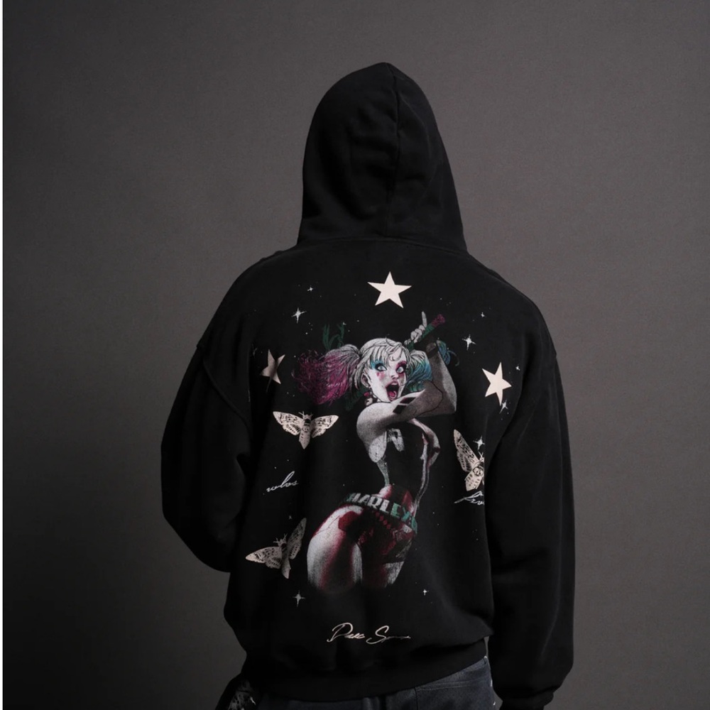NWT Darc Sport Harley Quinn Batman Joker black Pierce Hoodie S